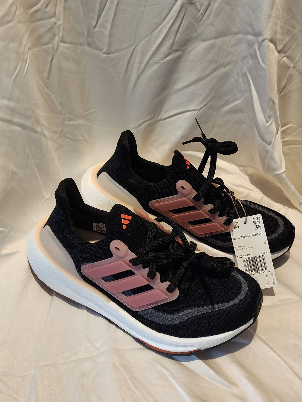 Adidas Women’s Ultraboost Light Black with Pink Accent Running Shoes